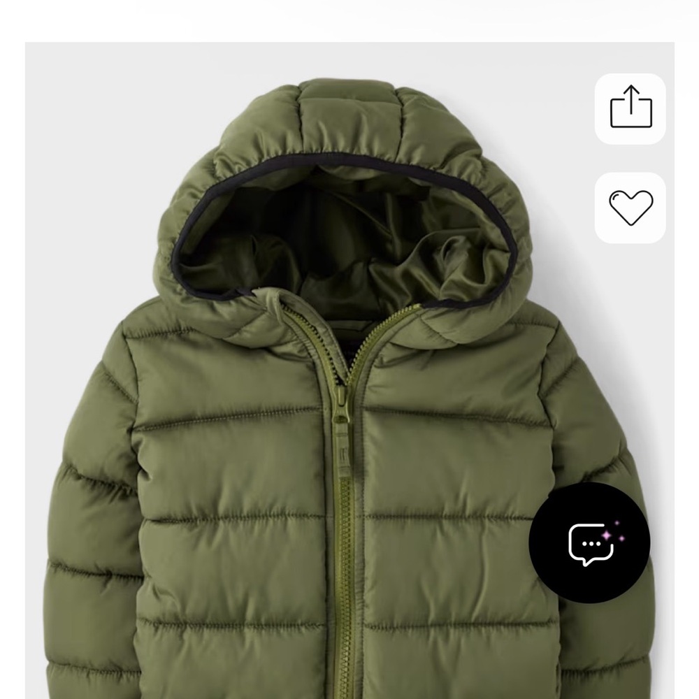 Olive Green Kids Puffer Jacket